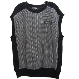 NEW KARL LAGERDIELD Mens Mono Logo Knit Vest Shirt Size L Black/White 241M2005